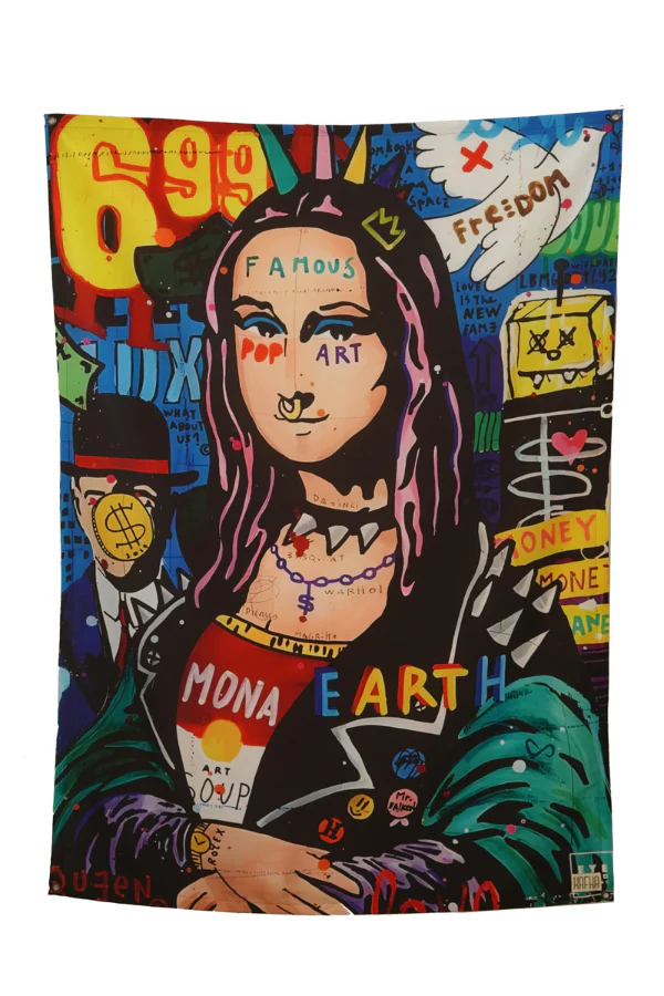 Mona Lisa Pop Art Tapestry - Image 2