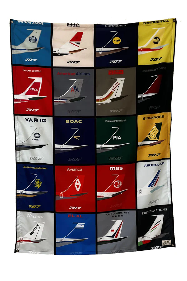 Vintage PIA Airline Collage Tapestry - Image 2