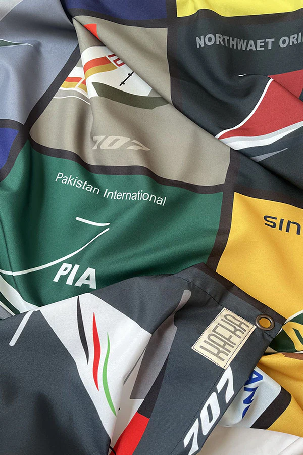 Vintage PIA Airline Collage Tapestry - Image 3